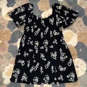 Abercrombie & Fitch Black and Floral Mini Dress w/embroidered flowers